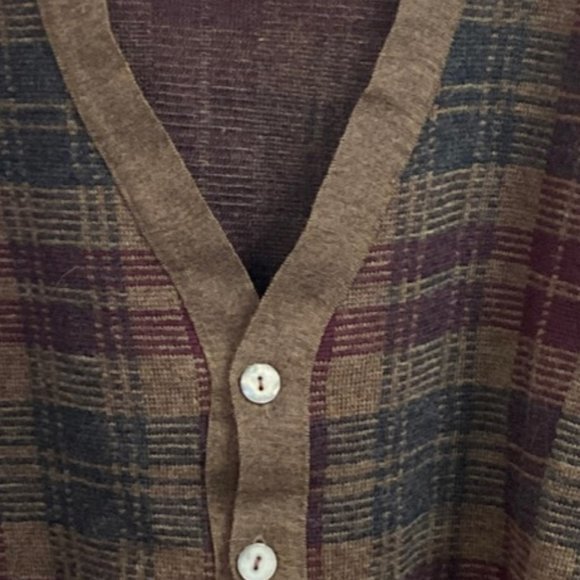Vintage Maglificio Florence Merino Wool Plaid Cardigan Sweater - Picture 4 of 14